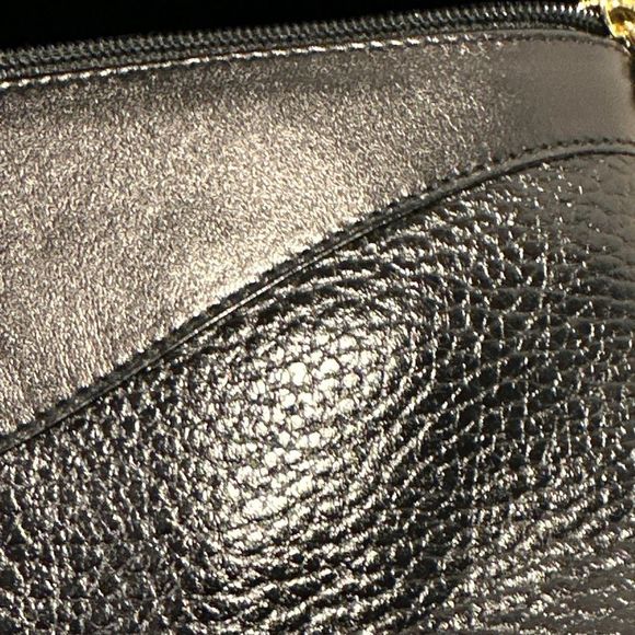 VTG Mark Cross NY black pebble leather make up travel bag case NWOT Italy - Picture 8 of 12